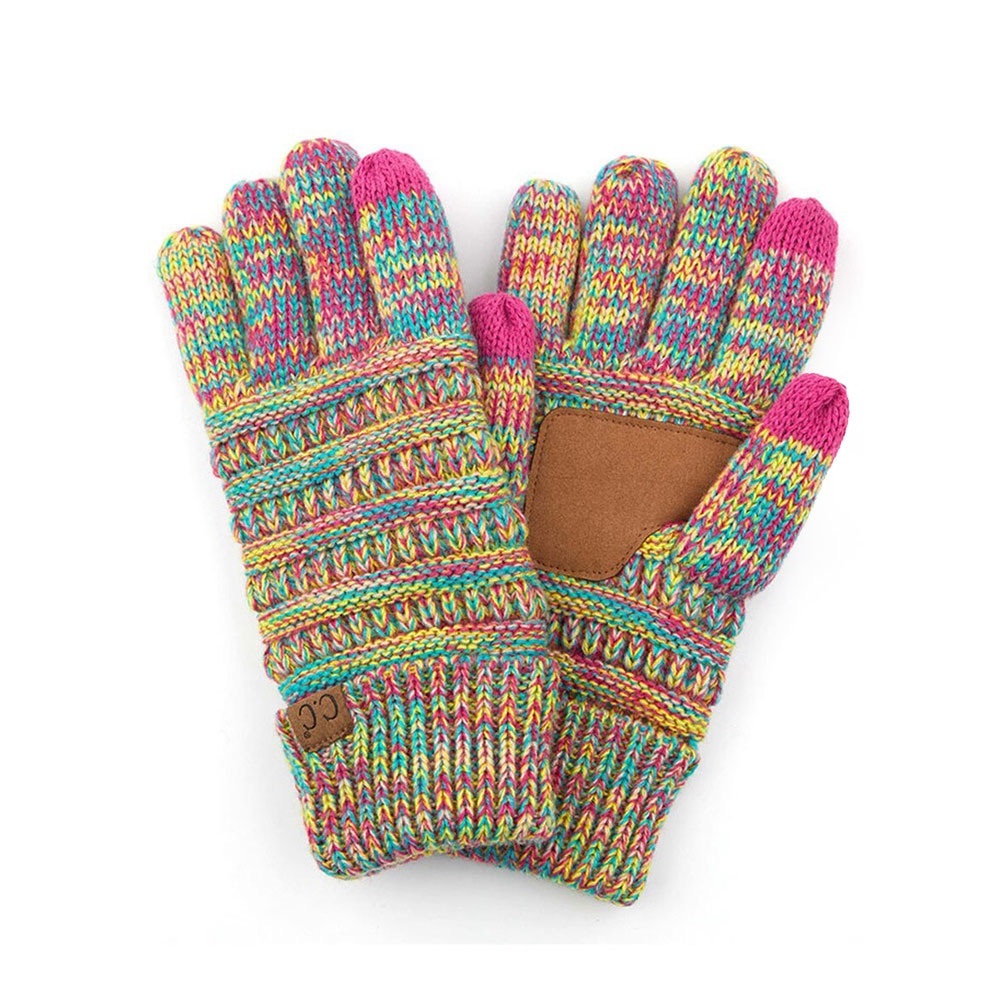 Multicolor Lined Gloves CC Beanie with Smart Tips